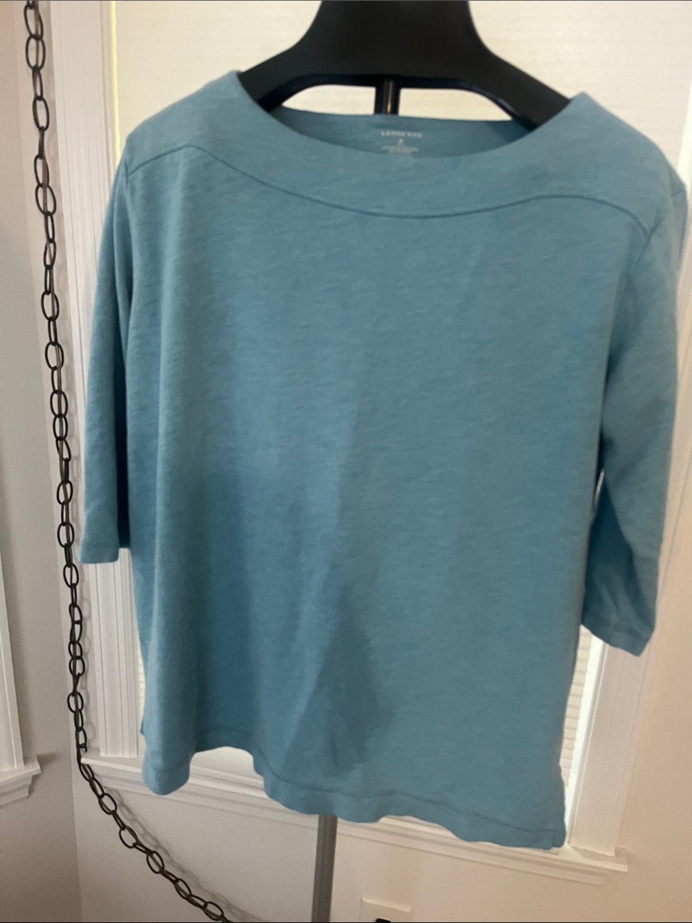 Lands' End Light Blue Short-Sleeve Boatneck Top